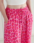 Musselin Hose, Wide-Leg, Pink-Leo