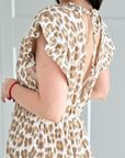 Musselin Kleid, Rückenausschnitt. ärmellos, Beige-Leo