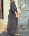 Musselin Kleid, Kurzarm, Schoko-Leo