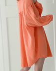 Musselin Bluse, long oversize, Apricot