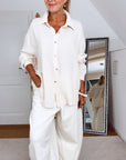 Musselin Bluse, regular, Cremeweiß