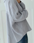 Musselin Bluse, regular, Hellgrau