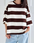 Sweat-T-Shirt, breite Streifen, 3 Farben