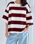 Sweat-T-Shirt, breite Streifen, 3 Farben