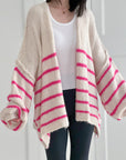 Strickjacke, Streifen, Oversize
