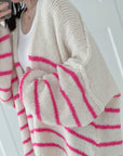 Strickjacke, Streifen, Oversize