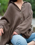 Musselin Bluse, Schoko-Streifen