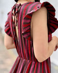 Musselin Kleid, Rückenausschnitt, ärmellos, breite Streifen, 4 Farben