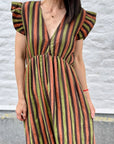 Musselin Kleid, Rückenausschnitt, ärmellos, breite Streifen, 4 Farben