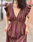 Musselin Kleid, Rückenausschnitt, ärmellos, breite Streifen, 4 Farben