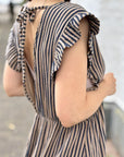 Musselin Kleid, Rückenausschnitt, ärmellos, Streifen, 2 Farben