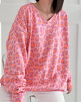 Sweatshirt, V-Ausschnitt, Neon-Leo