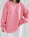 Sweatshirt, V-Ausschnitt, Neon-Leo
