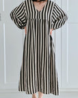 Musselin Kleid, breite Streifen, Schwarz-Weiß