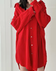 Musselin Bluse, long oversize, Rot