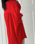 Musselin Bluse, long oversize, Rot
