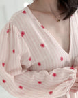 Besticktes Baumwollkleid, Rückenausschnitt, 5 Farben