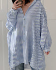 Musselin Bluse, Streifen, Oversize