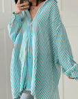 Musselin Bluse, Streifen, Oversize, 6 Farben