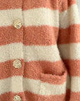 Bouclé Cardigan, Streifen, große Knöpfe