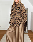 Musselin Bluse, Regular, Wild-Leo, Camel
