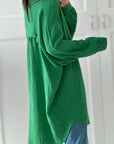 Musselin Bluse, long oversize, Grün