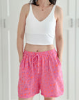 Musselin Shorts, Neon-Leo, Violett