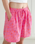 Musselin Shorts, Neon-Leo, Violett