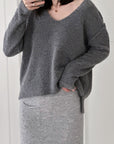 Bouclé Pullover, Grau