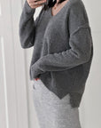 Bouclé Pullover, Grau