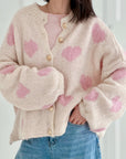 Strickjacke, Herzen, Cremeweiß