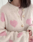 Strickjacke, Herzen, Cremeweiß
