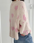 Strickjacke, Herzen, Cremeweiß