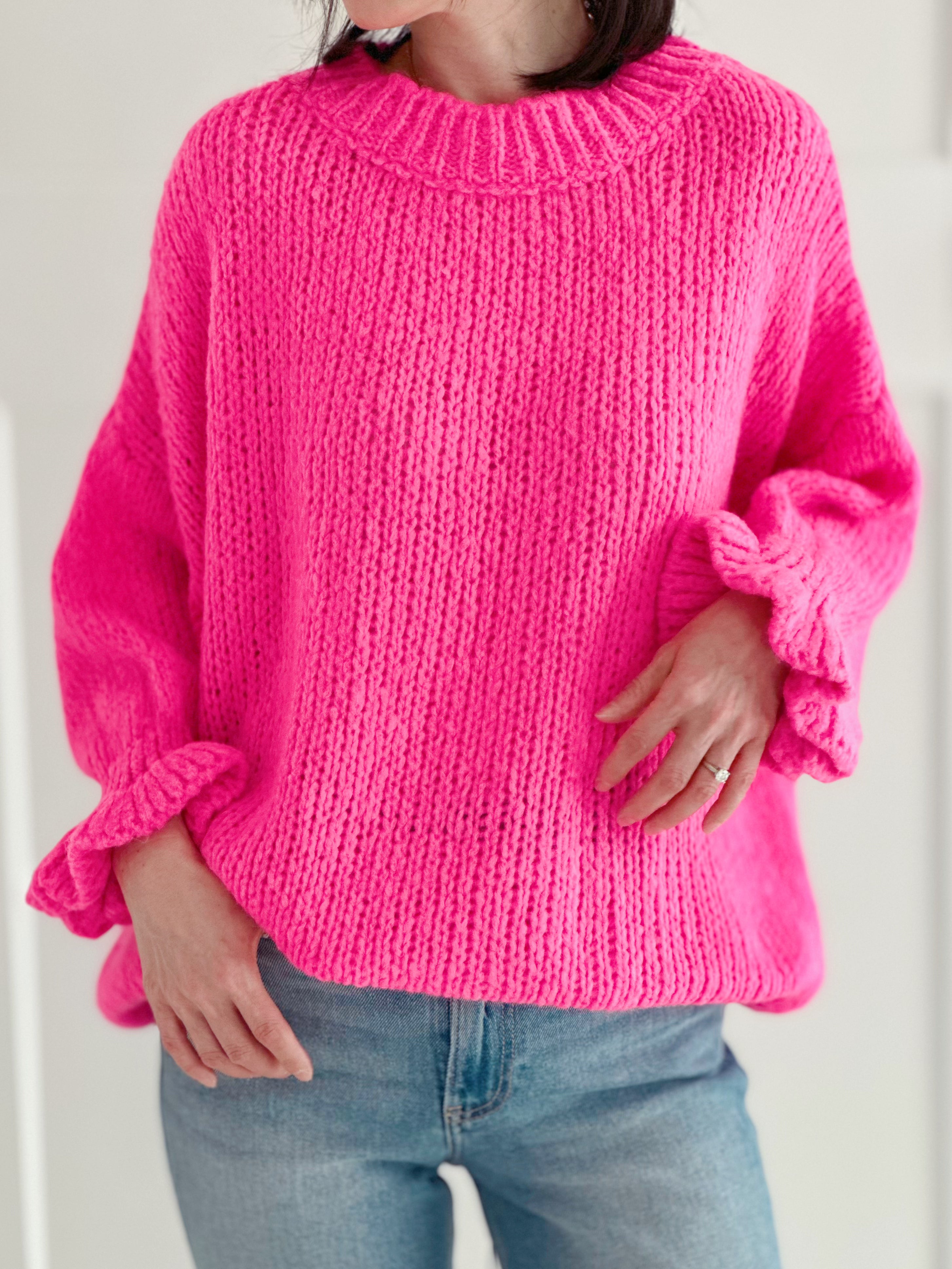Pullover, Rüschenärmel, Neon, Farben