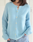 Strickjacke, Alpaka, Rundhalsausschnitt, 4 Farben