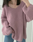 Pullover, V-Ausschnitt, Beere