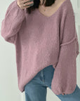Pullover, V-Ausschnitt, Beere