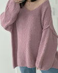 Pullover, V-Ausschnitt, Beere