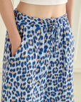 Musselin Hose, Wide-Leg, Blau-Leo