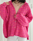 Musselin Bluse, Pink-Leo II
