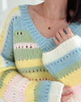 Pullover, Pastell, Streifen, Flauschi, 4 Farben