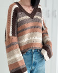 Pullover, Pastell, Streifen, Flauschi, 4 Farben