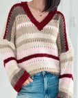 Pullover, Pastell, Streifen, Flauschi, 4 Farben