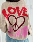 Strickjacke, Peace&Love, Flauschi, 4 Farben