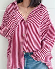 Musselin Bluse, Wein-Streifen