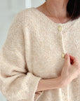 Strickjacke, Rundhalsausschnitt, 3/4 Ärmel, 3 Farben