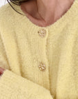 Bouclé Cardigan, große goldene Knöpfe, Gelb