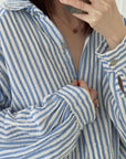 Musselin Bluse, Streifen, Regular, 7 Farben