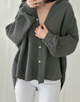 Musselin Bluse, regular, Altgrau
