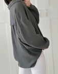 Musselin Bluse, regular, Altgrau